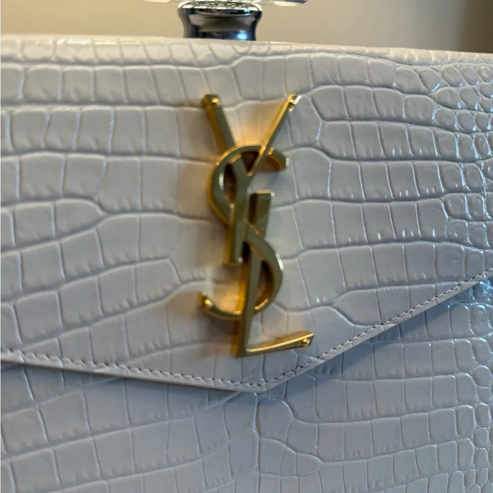 Yves Saint Laurent Ivory Croc-Embossed Clutch - Picture 3 of 5